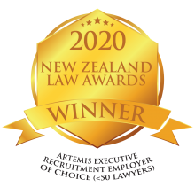 NZLA - Gold winner ARTEMIS EXECUTIVE RECRUITMENT EMPLOYER OF CHOICE (50 LAWYERS)